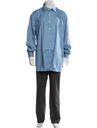 Pre-owned Atelier Munro Long Sleeve Dress Shirt In Blue