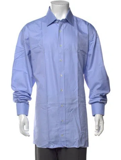 Pre-owned Atelier Munro Long Sleeve Dress Shirt In Blue