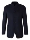 Atelier Munro Mandarin-collar Button Wool Jacket In Black