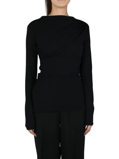Atelier New York Draped Top In Black