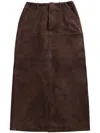 Atelier New York Suede Midi Skirt In Brown