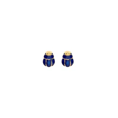 Atelier Petites Pierres Women's Blue / Gold Scarabee - Indigo - Stud Earrings