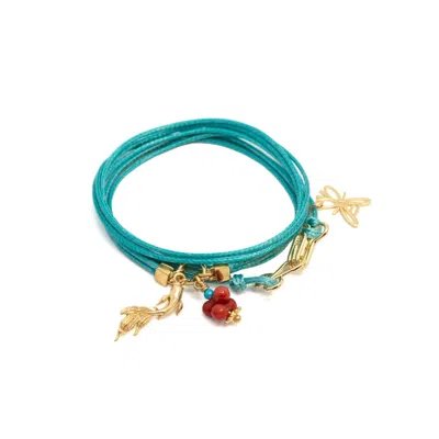 Atelier Petites Pierres Women's Gold / Blue Coi - Lucky Fish Bracelet In Multi