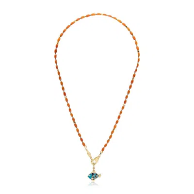 Atelier Petites Pierres Women's Gold Bluebelle - Coral Necklace