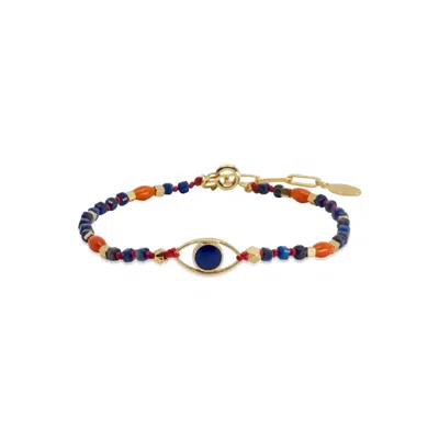 Atelier Petites Pierres Women's Gold Deep Blue - Evil Eye Bracelet
