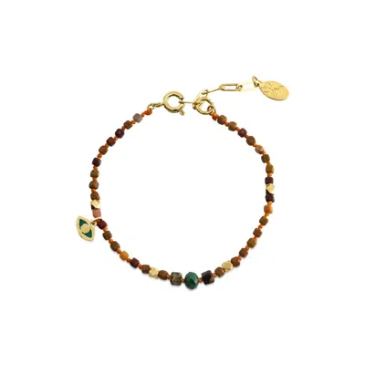 Atelier Petites Pierres Women's Gold Green Eye - Natural Beaded Bracelet