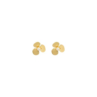 Atelier Petites Pierres Women's Gold Pearly Clover - Studs