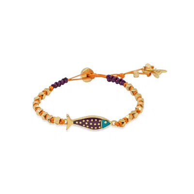 Atelier Petites Pierres Women's Gold Purple Fish - Adjustable Bracelet