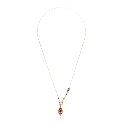 Atelier Petites Pierres Women's Gold / Rose Gold Divine - Red - Hamsa Necklace