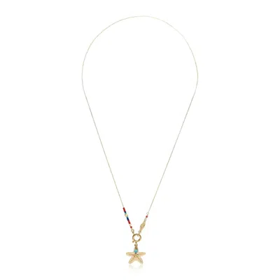 Atelier Petites Pierres Women's Gold / Rose Gold Starfish - Multicolored Pendant Necklace