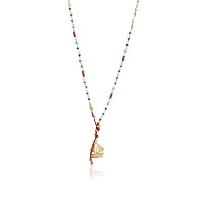 Atelier Petites Pierres Women's Gold Sail With Me - Sailboat Pendant Necklace