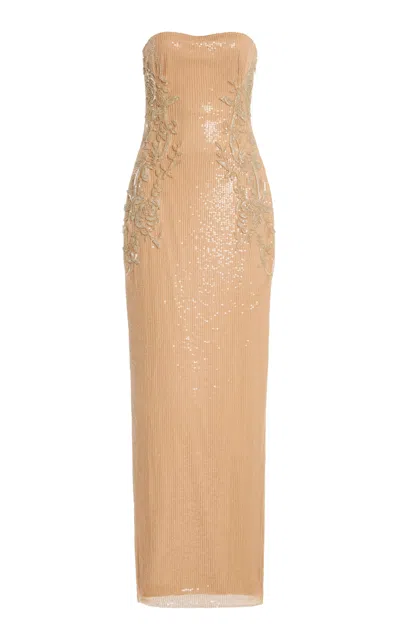 Atelier Prabal Gurung Bow-detailed Silke-faille Gown In Brown