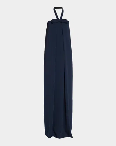Atelier Prabal Gurung Bow-detail Halter Gown In Blue