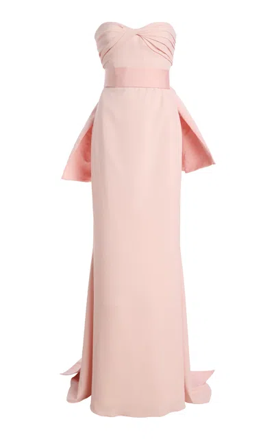 Atelier Prabal Gurung Bow-detailed Stretch Crepe-faille Gown In Pink