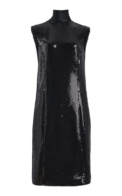 Atelier Prabal Gurung Bow-detailed Stretch Sequined Midi Dress In Black