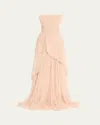 Atelier Prabal Gurung Carrie Strapless Pleated Point D'esprit Gown In Nude
