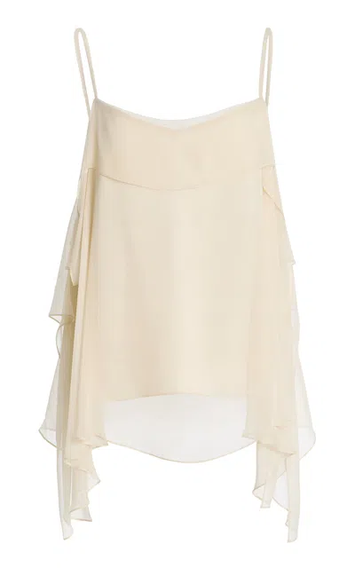 Atelier Prabal Gurung Charmeuse-chiffon Flounce Camisole Top In Neutral
