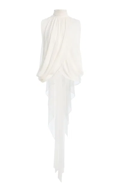 Atelier Prabal Gurung Chiffon Hand-draped Blouse In White