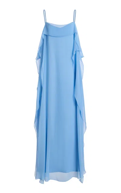 Atelier Prabal Gurung Chiffon-cotton Handkerchief Slip Dress In Blue