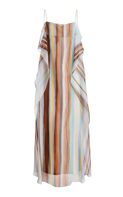 Atelier Prabal Gurung Chiffon-cotton Handkerchief Slip Dress In Multi