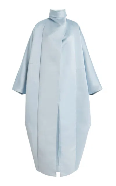Atelier Prabal Gurung Cocoon Double-faced Satin Coat In Blue