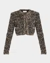 Atelier Prabal Gurung Collarless Paillette Boucle Bolero Jacket In Multi
