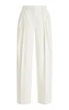 Atelier Prabal Gurung Cotton Denim Pleated Pants In White