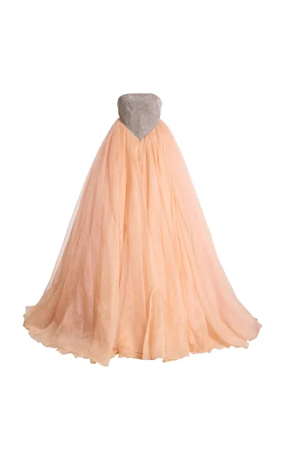 Atelier Prabal Gurung Crystal-embellished Organza Gown In Orange