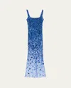 Atelier Prabal Gurung Dakota Square-neck Degrade Beaded Gown In Blue