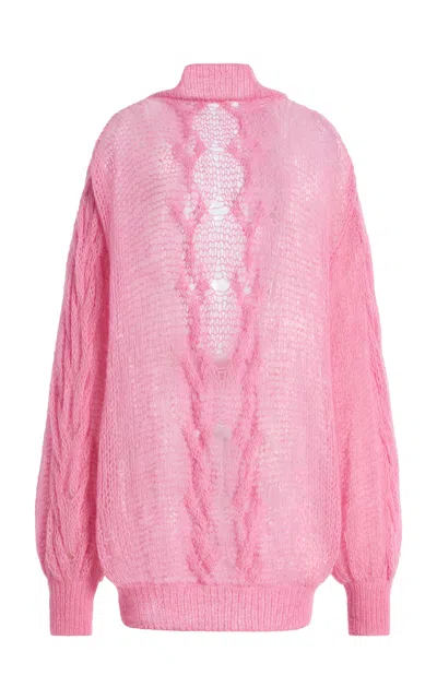 Atelier Prabal Gurung Draped-back Superfine Alpaca-blend Sweater In Pink
