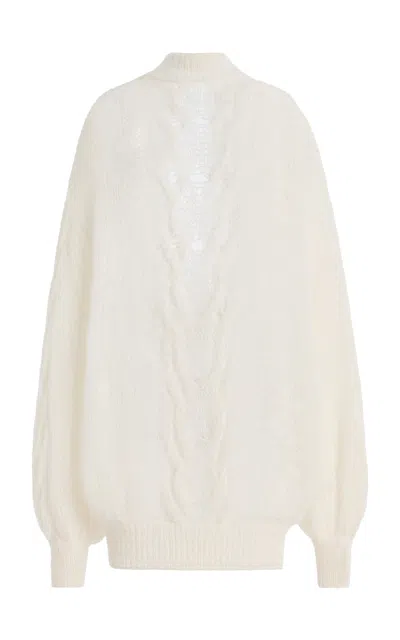 Atelier Prabal Gurung Draped-back Superfine Alpaca-blend Sweater In White
