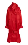 Atelier Prabal Gurung Drop-waist Satin-faced Organza Trench Coat In Red