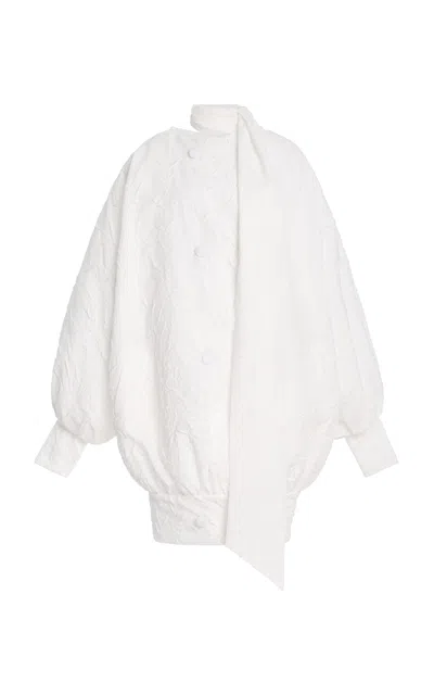 Atelier Prabal Gurung Embossed Cloque Cocoon Coat In White