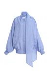 Atelier Prabal Gurung Embossed Cloque Jacket In Blue
