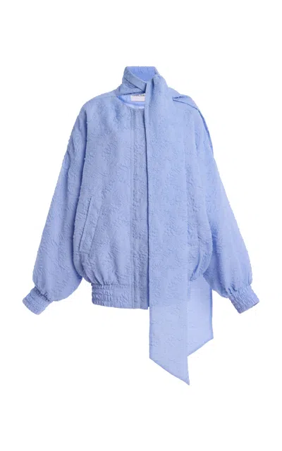 Atelier Prabal Gurung Embossed Cloque Jacket In Blue