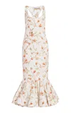 Atelier Prabal Gurung Floral Jacquard Midi Dress In Neutral