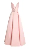 Atelier Prabal Gurung Glinda Pleated Ball Gown In Pink