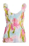 Atelier Prabal Gurung Hand-feathered Corset Tank Top In Multi