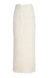 Atelier Prabal Gurung Hand-feathered Midi Skirt In White