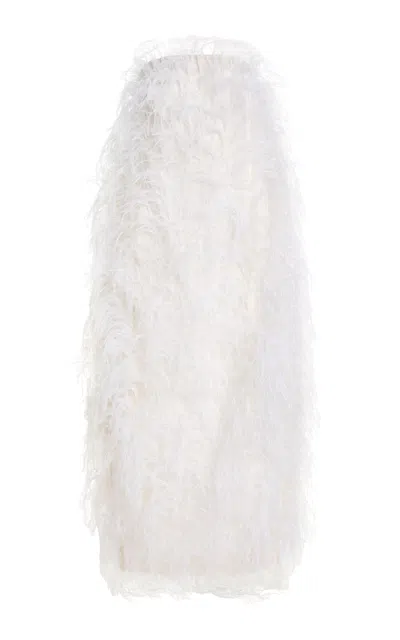 Atelier Prabal Gurung Hand-feathered Satin-faced Organza Maxi Dress In Neutral