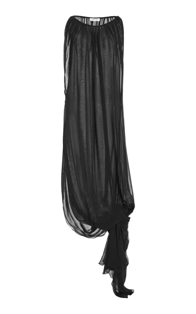 Atelier Prabal Gurung Hand-draped Asymmetrical Knotted Dress In Black