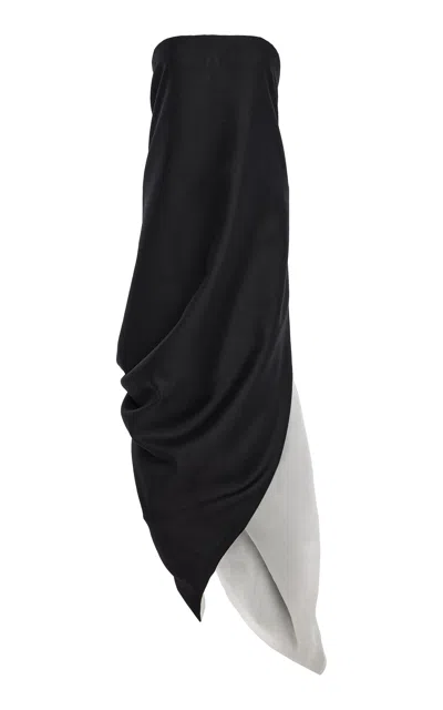 Atelier Prabal Gurung Hand-draped Back-knotted Sari Dress In Black