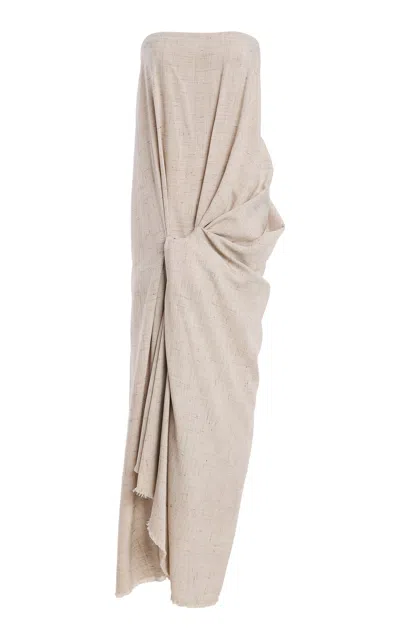Atelier Prabal Gurung Hand-draped Knotted Sari Dress In Neutral