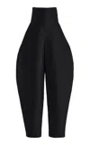 Atelier Prabal Gurung High-rise Silk-wool Barrel-leg Pants In Black