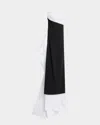 Atelier Prabal Gurung Holly Strapless Contrast Drape Gown In Black White