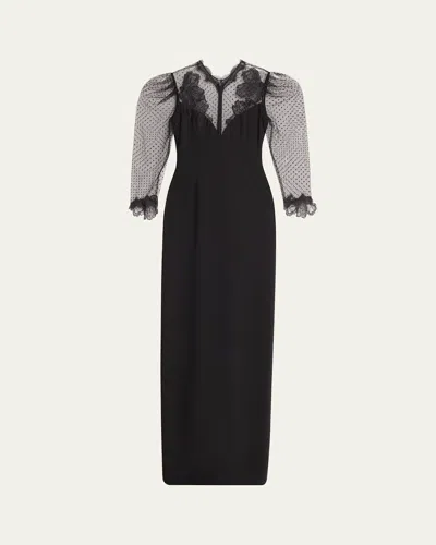 Atelier Prabal Gurung Kristina Swiss Dot Column Gown In Black