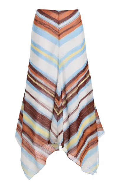Atelier Prabal Gurung Layered Chiffon Handkerchief Midi Skirt In Multi