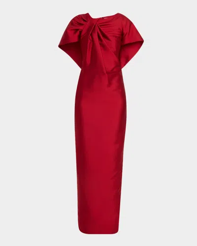 Atelier Prabal Gurung Meryl Asymmetric Drape Mikado Column Gown