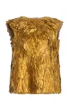 Atelier Prabal Gurung Metallic Hand-feathered Top In Gold
