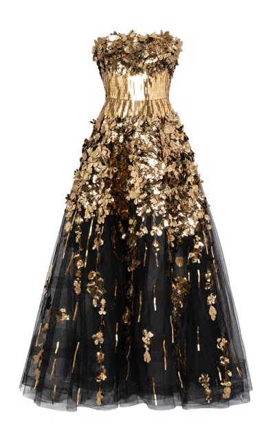 Atelier Prabal Gurung Metallic-embroidered Tulle Gown In Multi